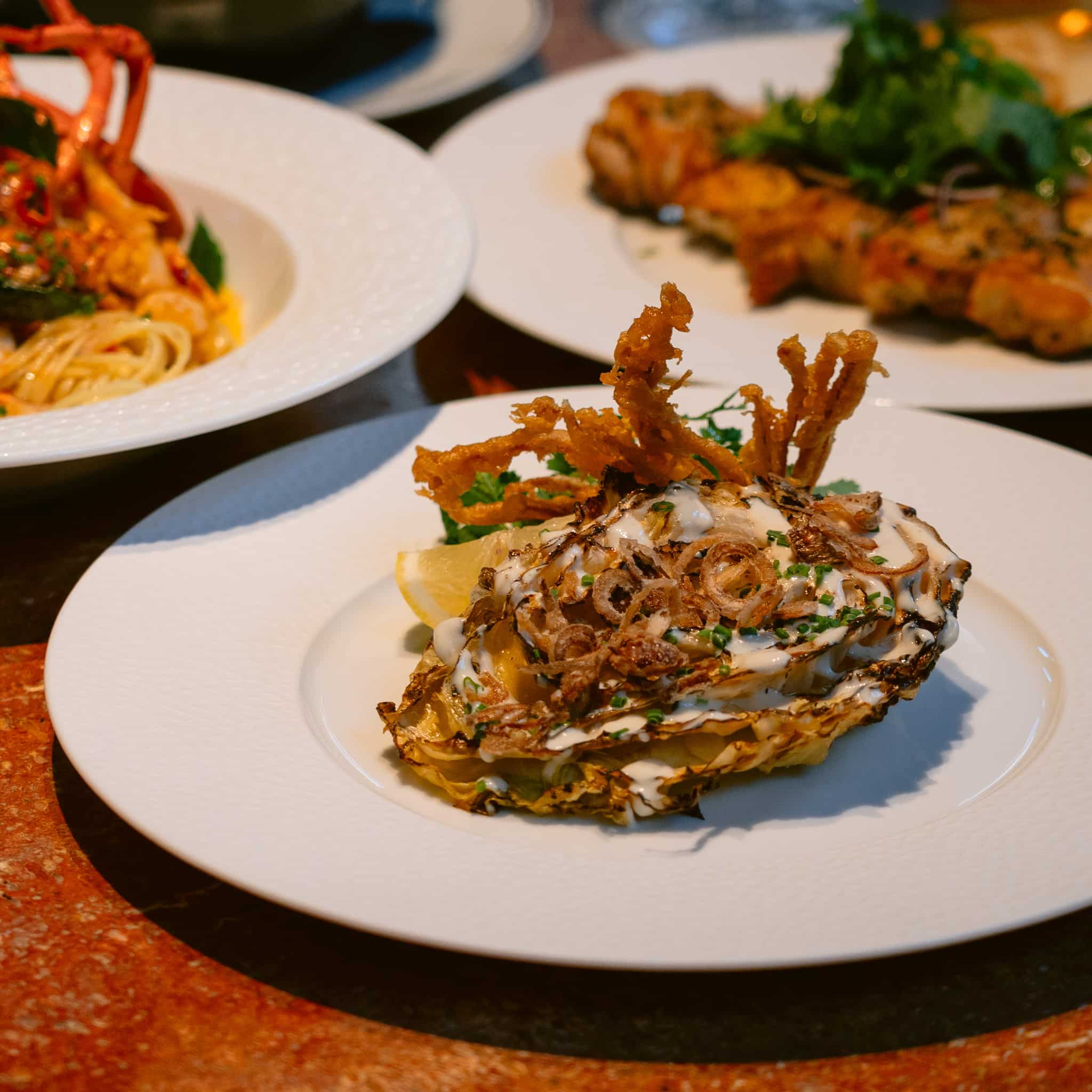 Crispy cabbage, mushrooms, and onions