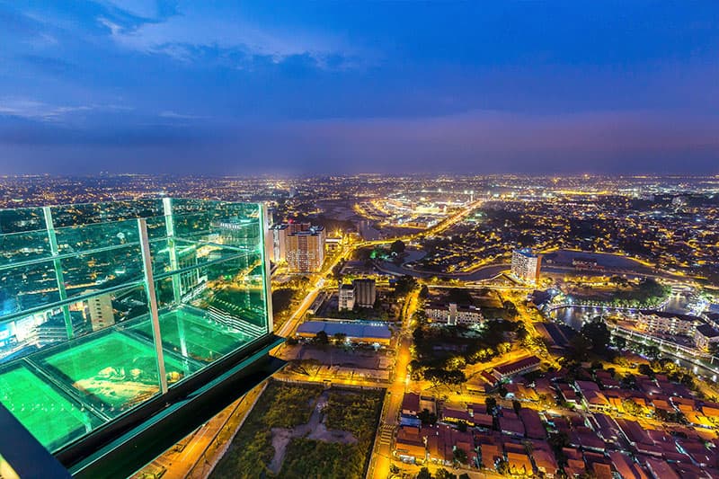 Look down at the city from the Skytower