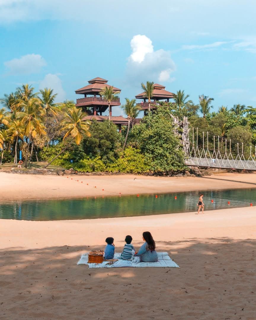 The manmade beach on Sentosa