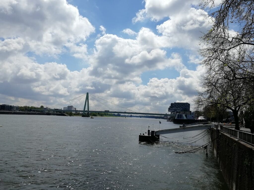 the rhine river running through cologne germany