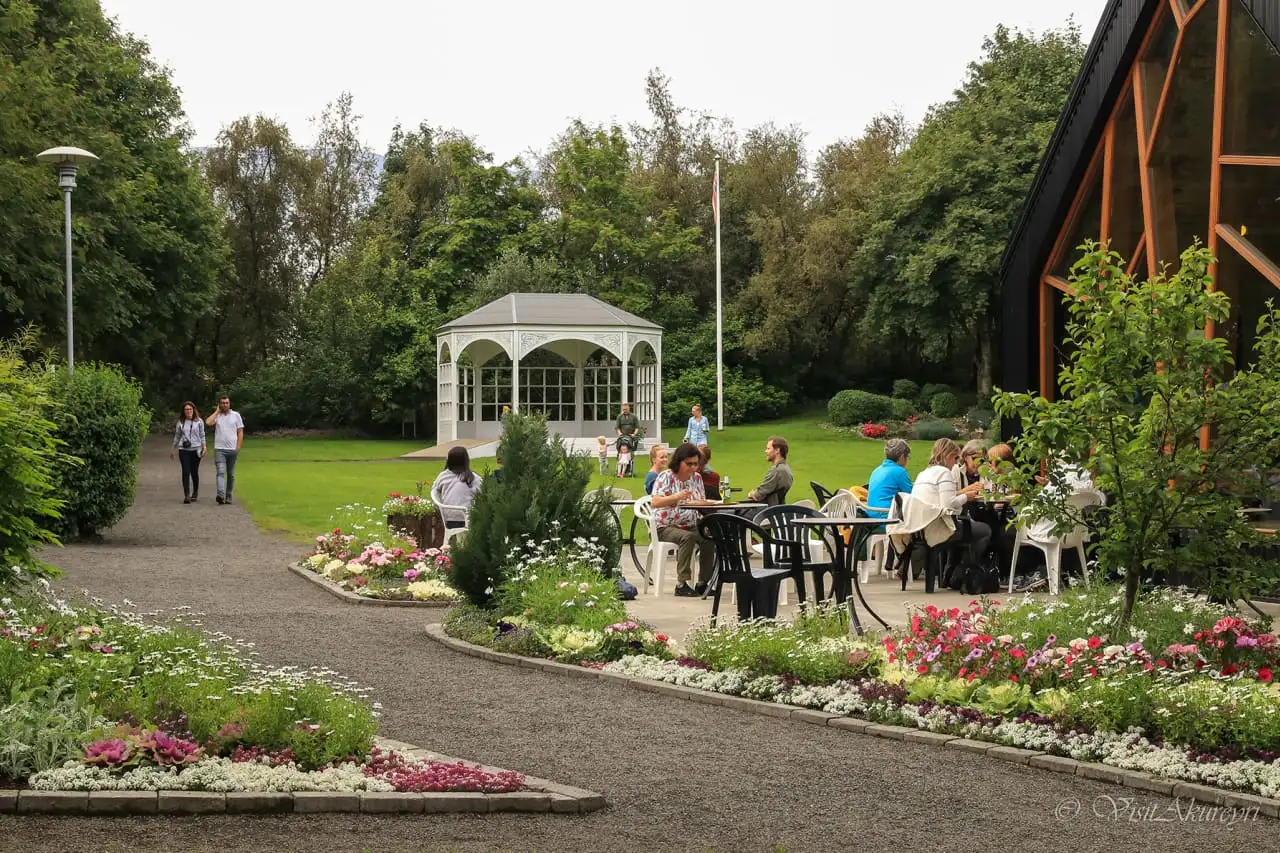 a bandstand in the botanical garden of akureyri iceland