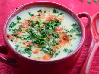 gromperenzopp is a leek and potato soup with bacon from luxembourg
