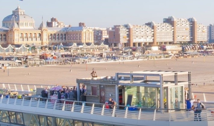 Scheveningen beach with the buildings bordering it