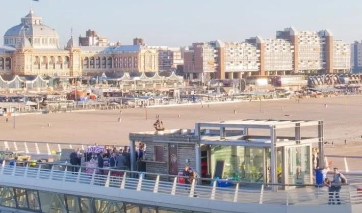 Scheveningen beach with the buildings bordering it