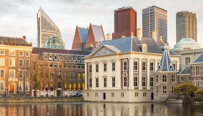 Historic and modern buildings of Den Haag