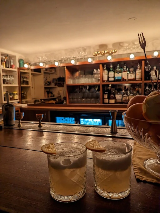 Two drinks on a table at PCO bar