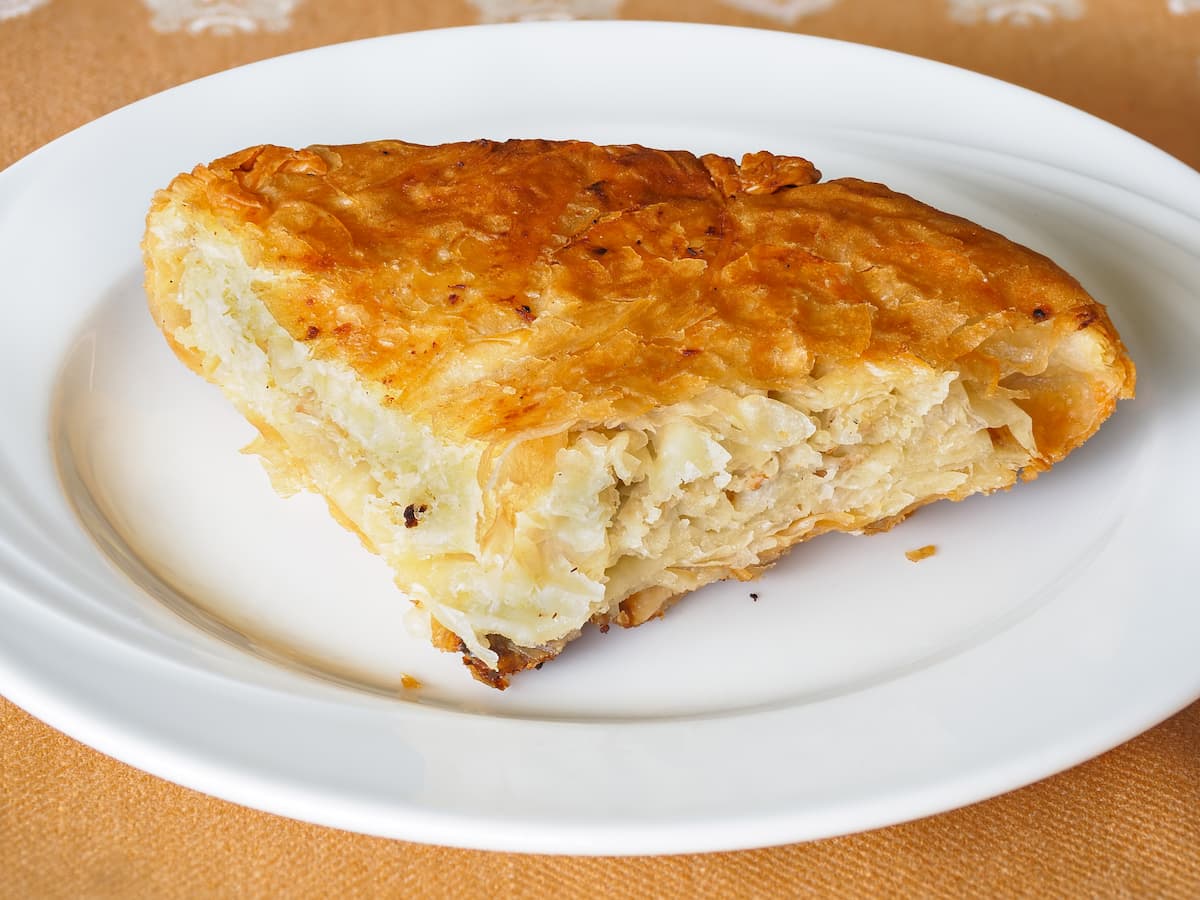 traditional serbian burek on a white plate