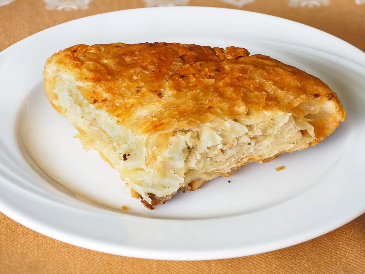traditional serbian burek on a white plate