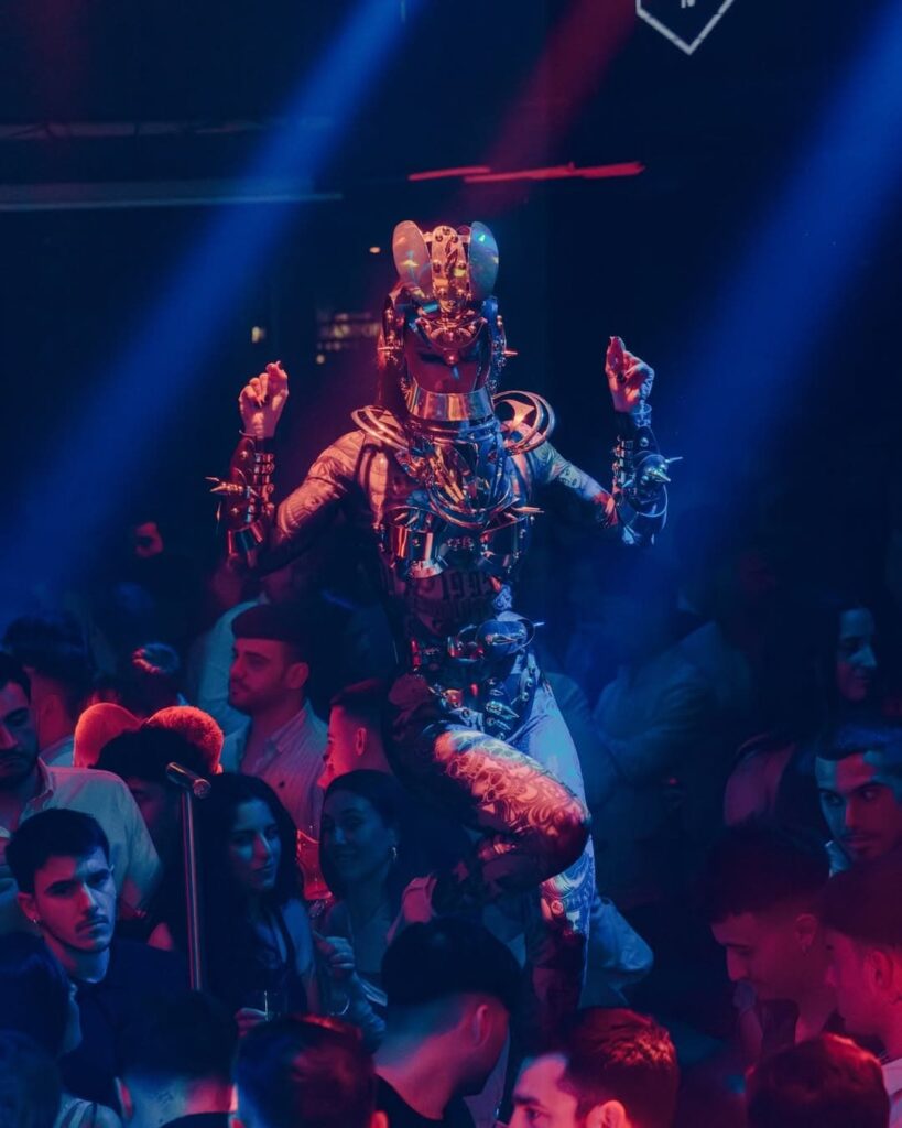 Theatrical dancers on the stage at this nightclub