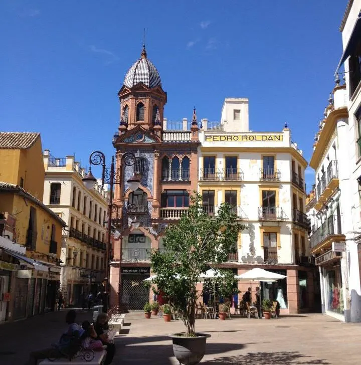 Example of Seville's Renaissance archietcture contrasted against the Spanish buildings