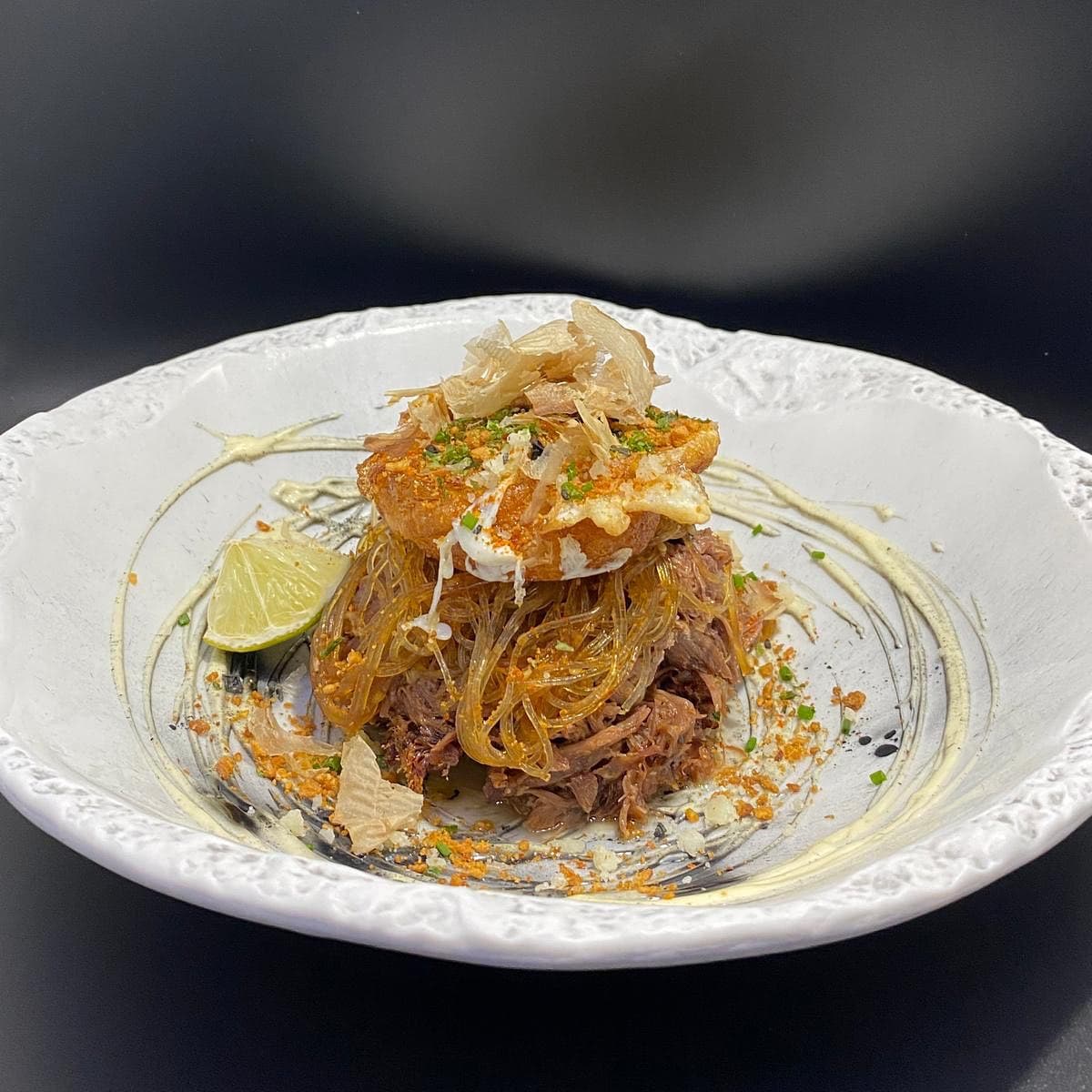 A combination of global ingredients including vermicelli
