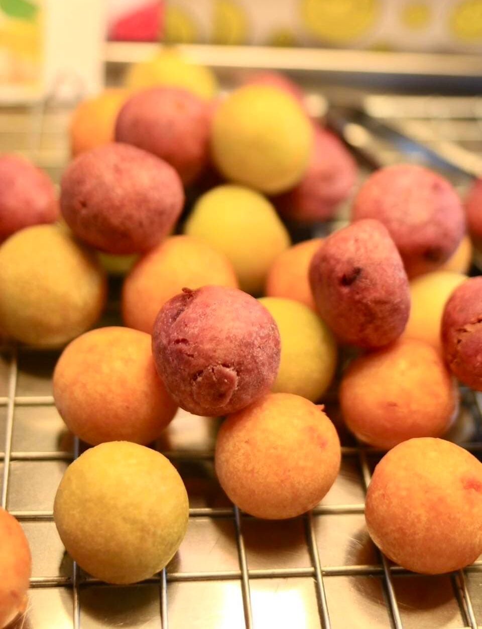 A combo of purple and orange sweet potato dessert snacks