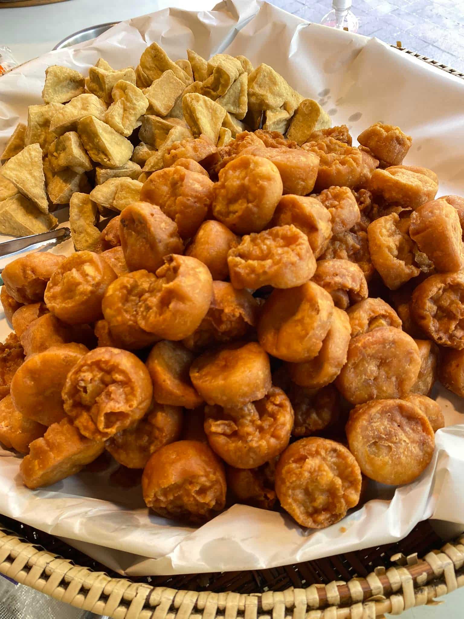 Golden and deliciouys fried taro snacks