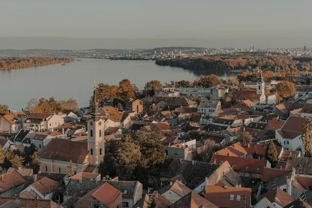 the river danube flowing through belgrade serbia