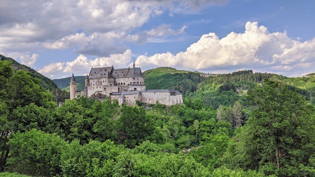 vianden castle in luxembourg surrounded by forests