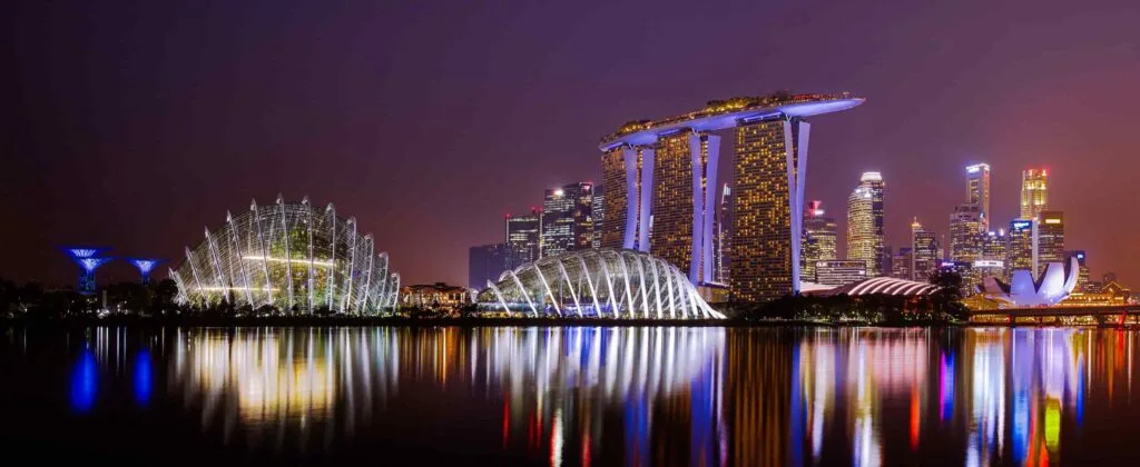 Marina Bay Sands lit up at night