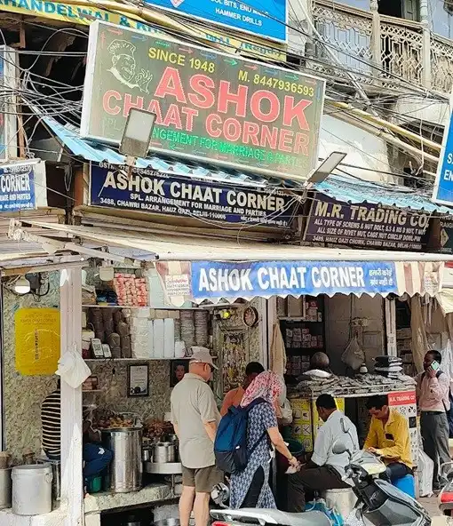 Ashok Chaat corner in Delhi, India