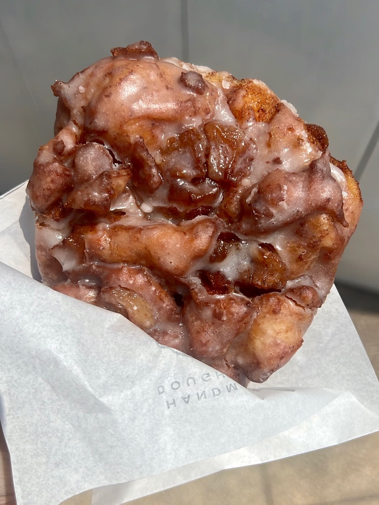 Apple fritter with maple bacon