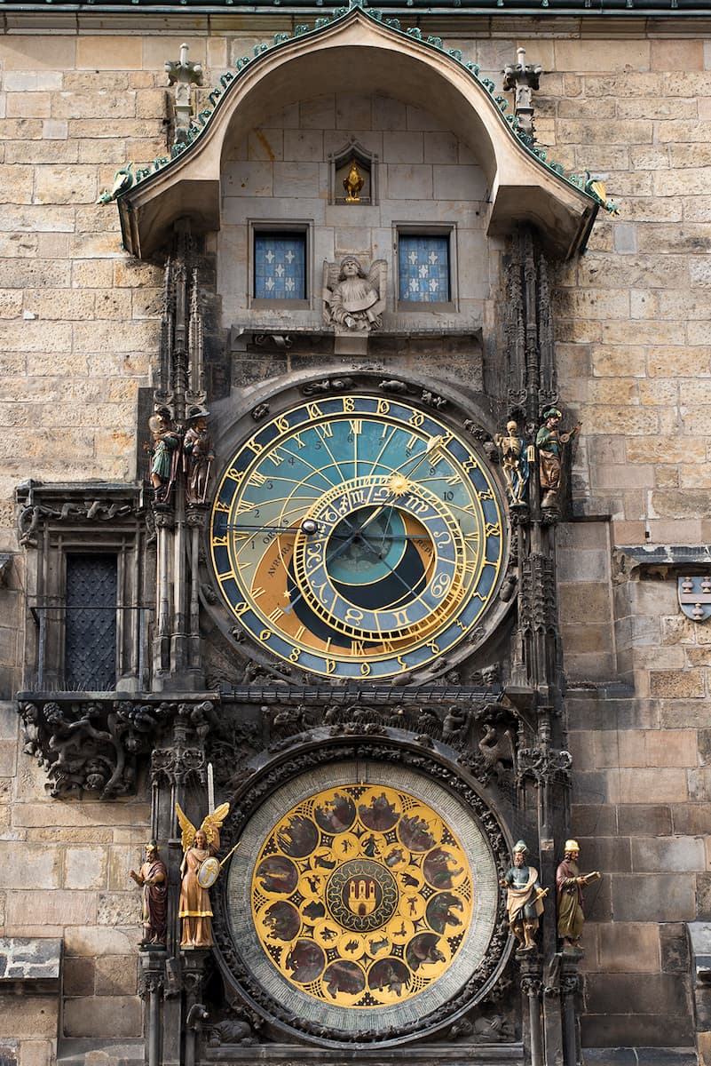 a medieval astronomical clock on the old town hall in old town square prague czech republic 