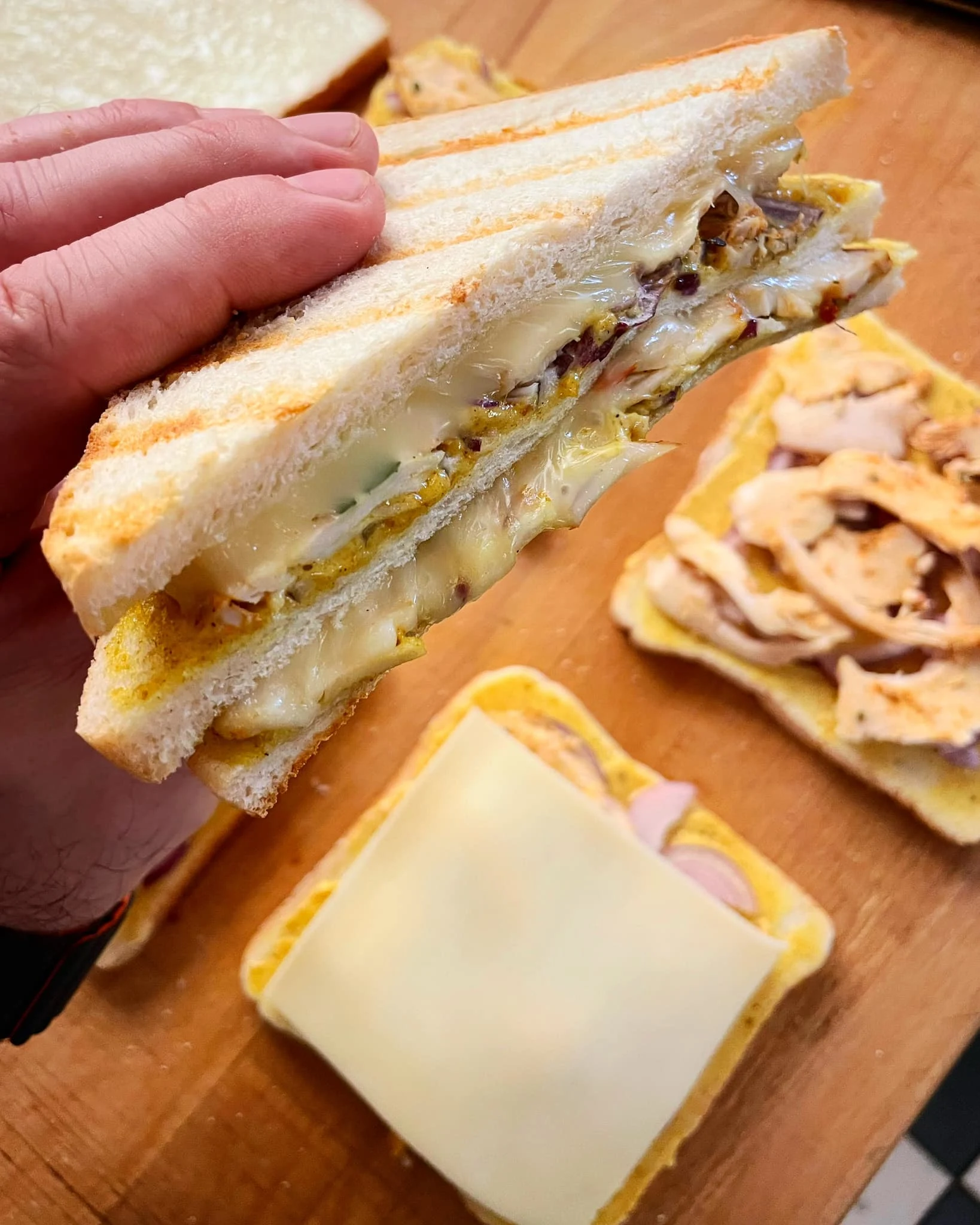 a cheese and curry sauce toasted sandwich from bread gap in prague czech republic