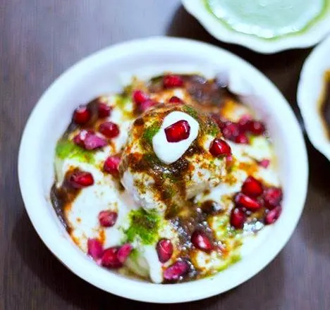 Plate of dahi bhalle, a popular Delhi street food 