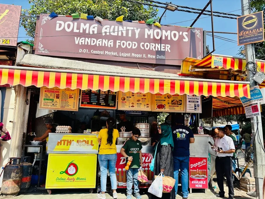 Dolma Aunty Street Food Stall in Delhi, India
