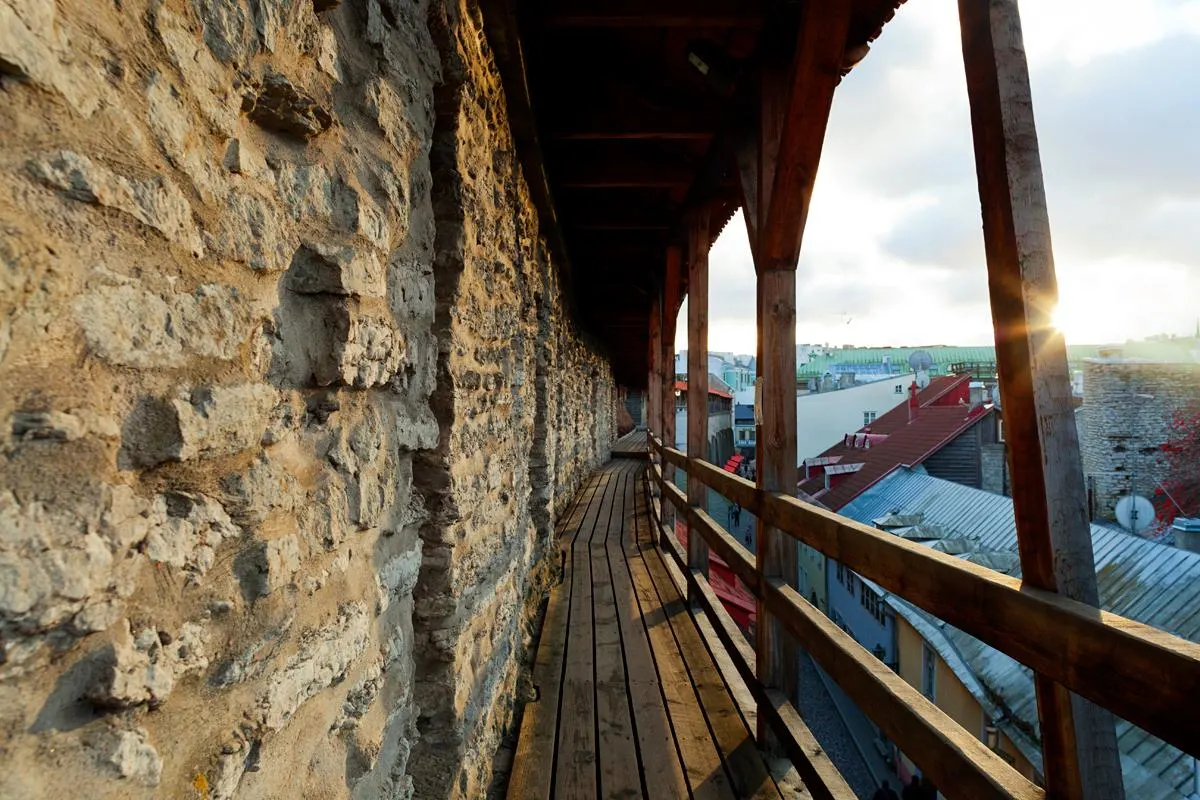 A walkway of a castle fortification, above Tallinn's Old Town