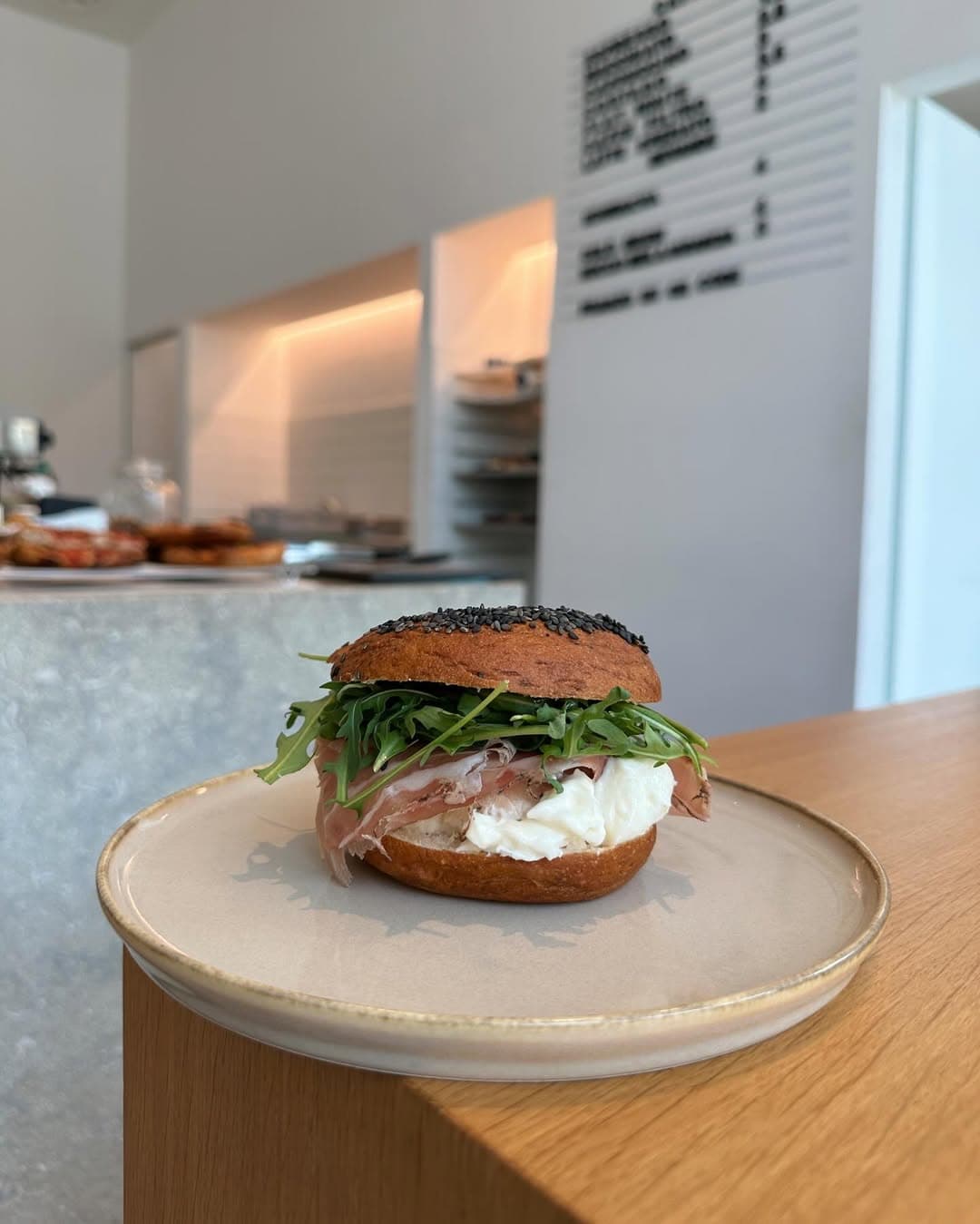 Panino with speck and mozarella