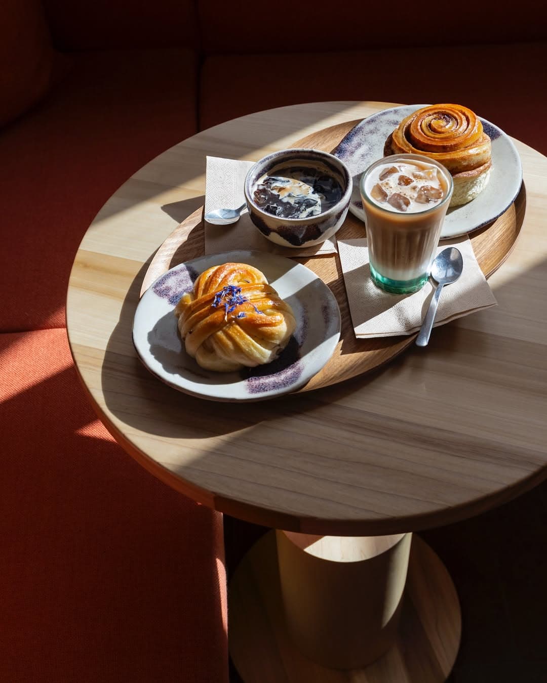 Pastries and iced coffee