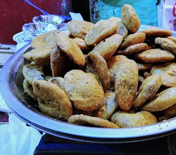 Bowl of kachori, a popular street food in Delhi, India