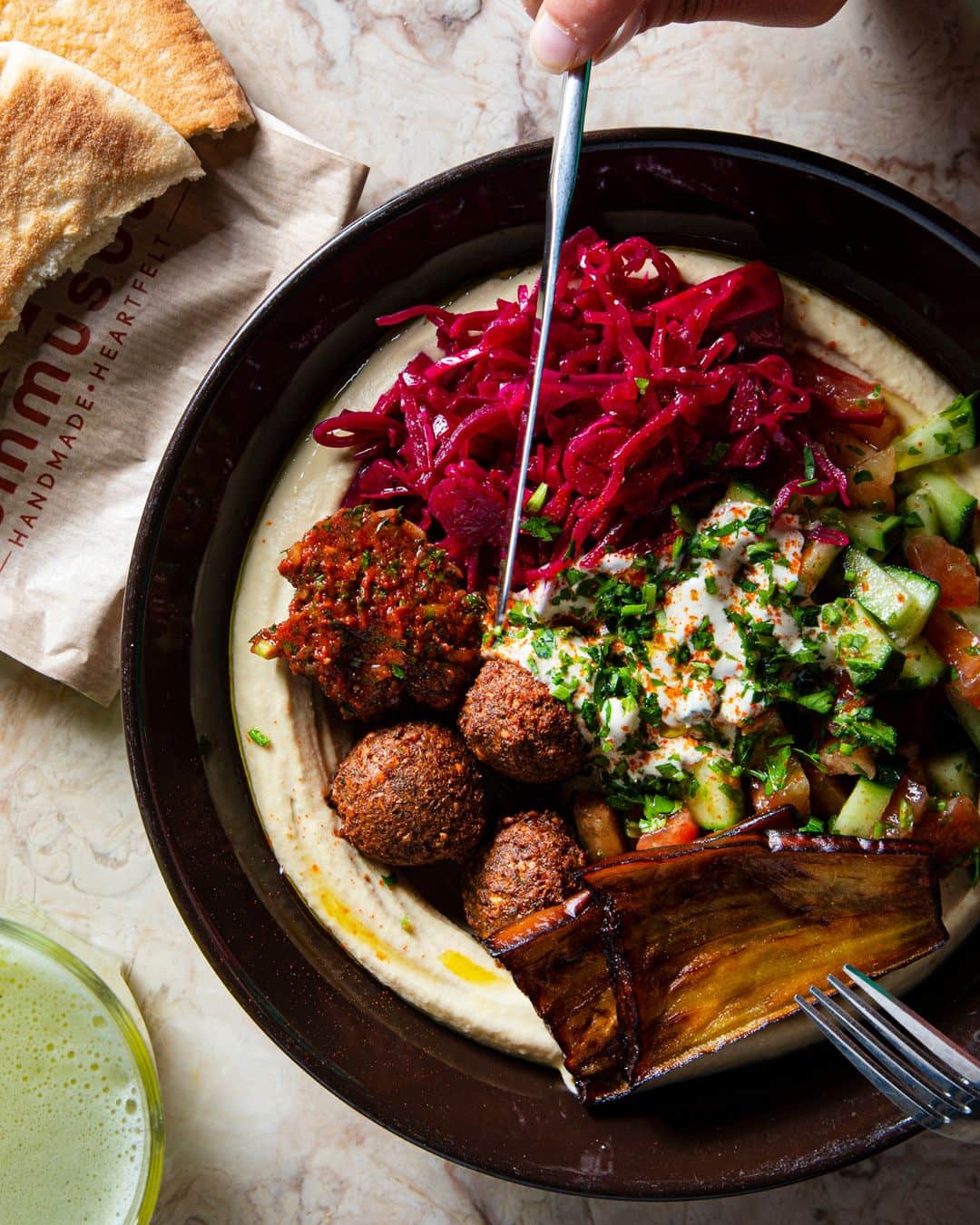 Falafels and hummus at local market