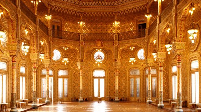 interior of neoclassical palacio da bolsa in porto portugal
