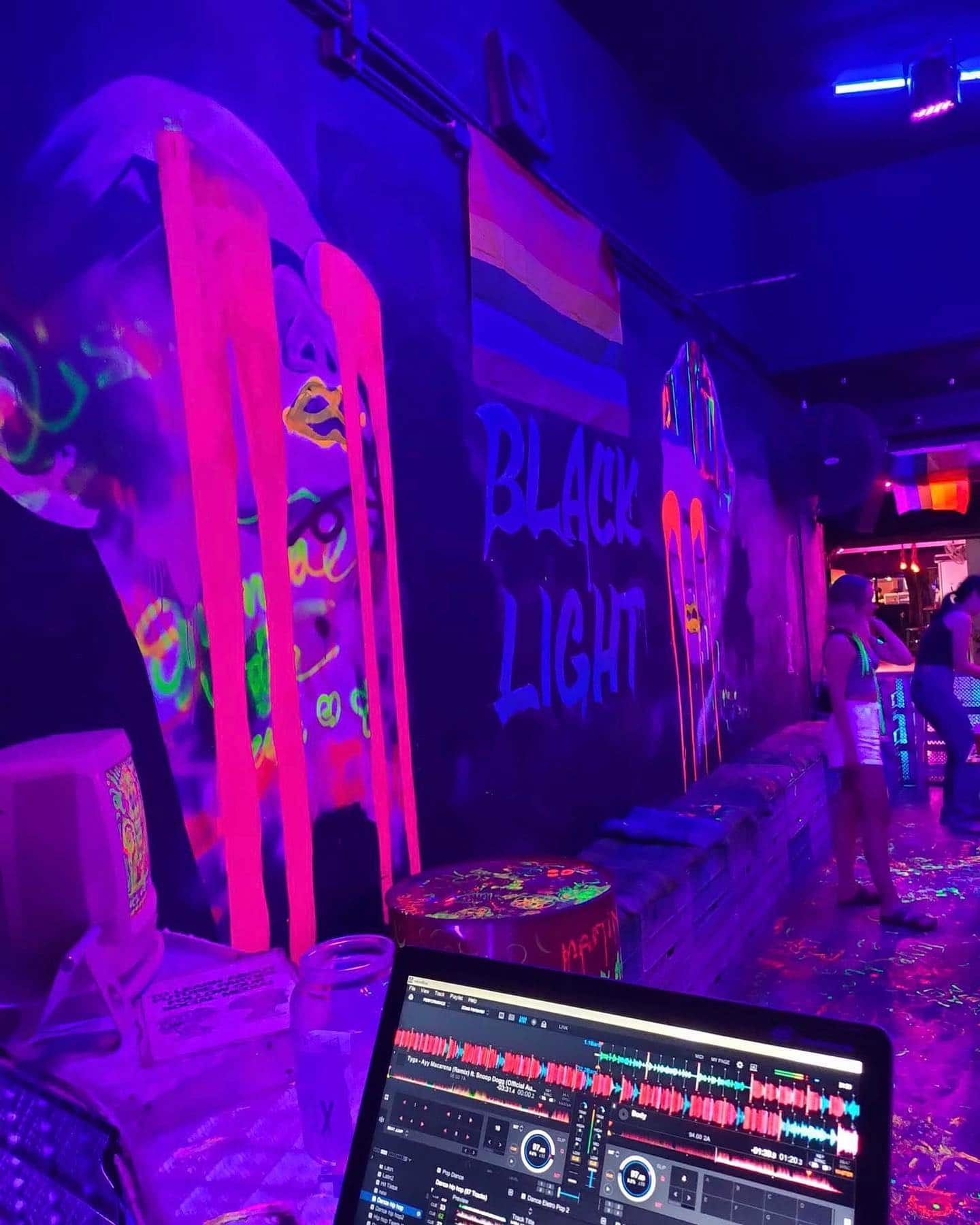The DJ booth at Blacklight