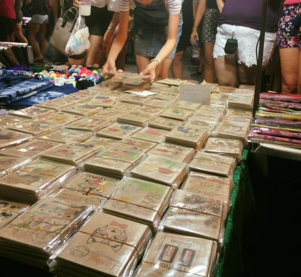 Artist illustrations for sale at the Chiang Mai Night Bazaar