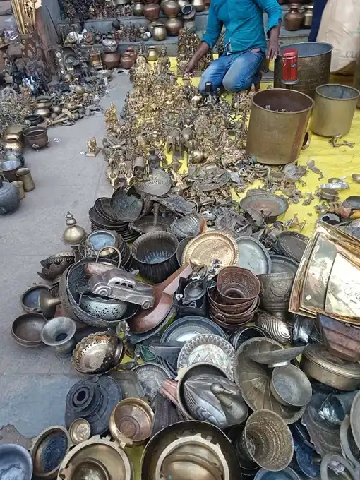 Brassware in Chickpet market in Bangalore, India