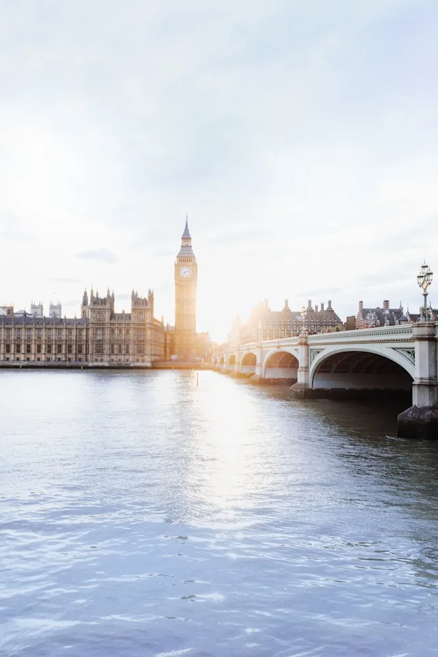 big ben and the palace of westminster viewed across the river thames with westminster bridge to the side in london england united kingdom