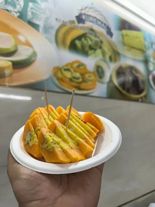 Bowl of fruit flavored kulfi in Delhi, India