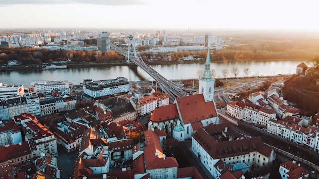 a bridge across the river danube in bratislava slovakia