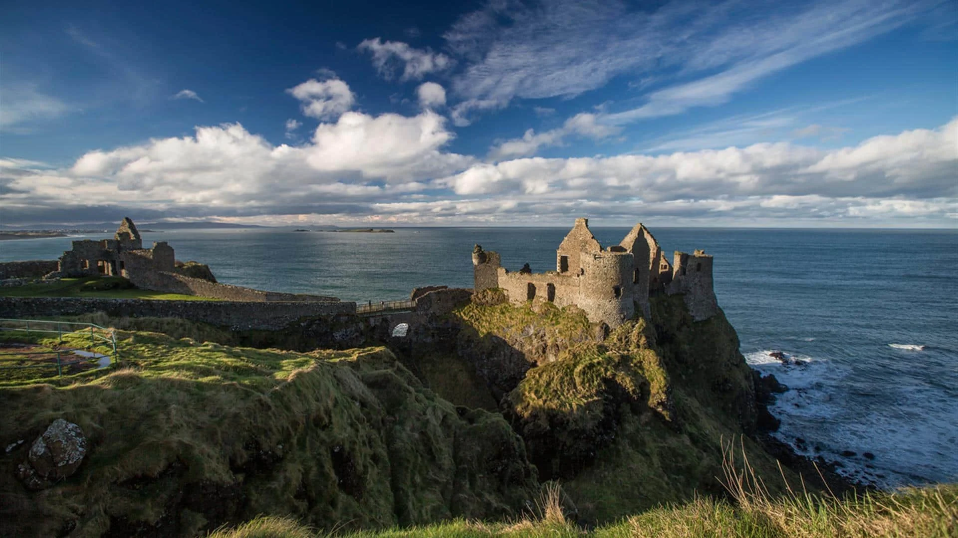 Overlooking the Atlanic Ocean., Dunluce Castle ruins