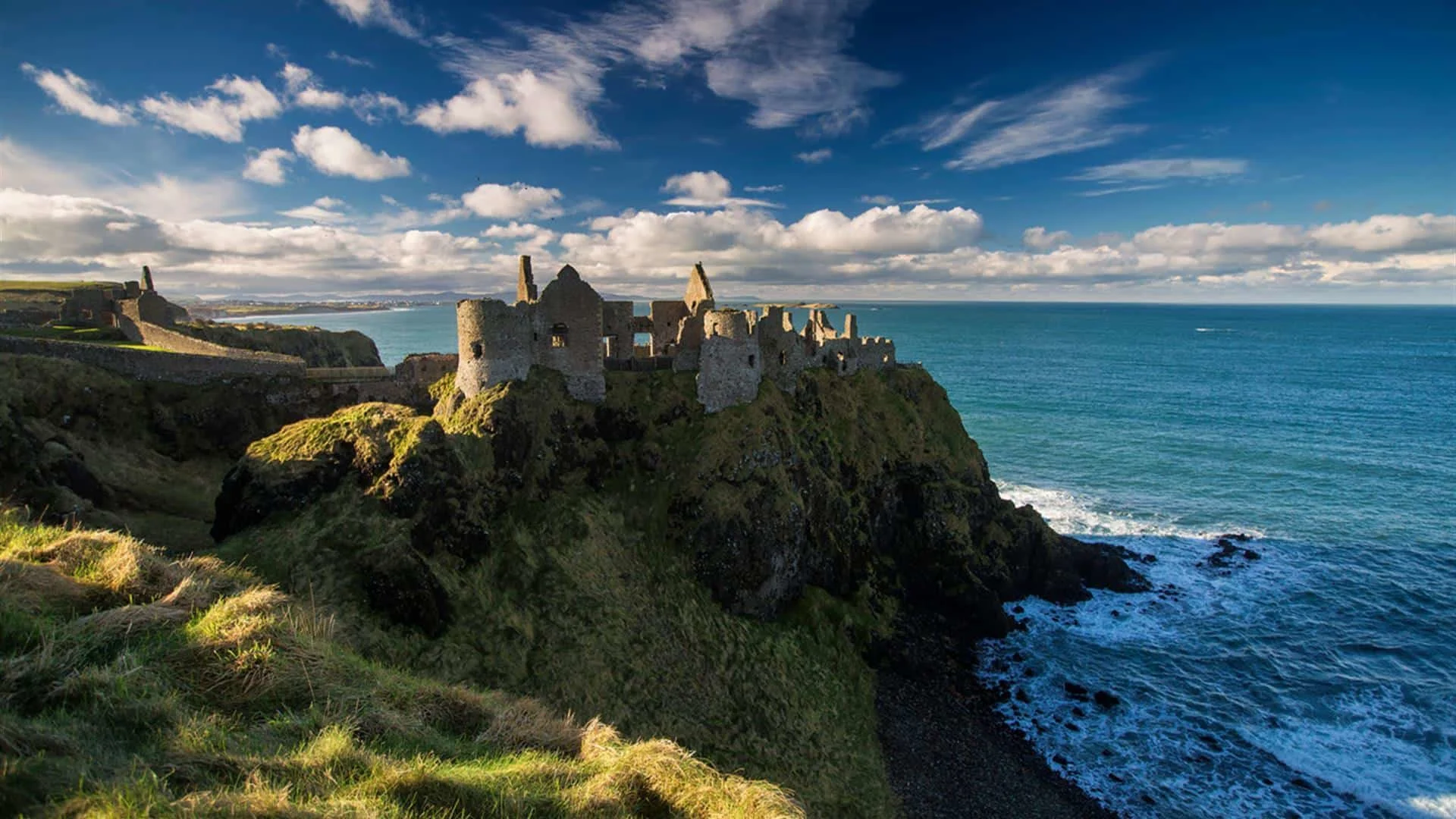 Dunluce Castle perched on the cliffside