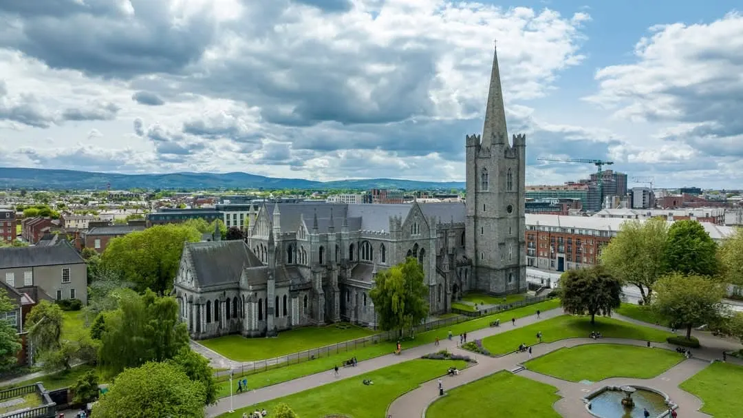 Bird's eye view of the historic Cathedral in Dublin