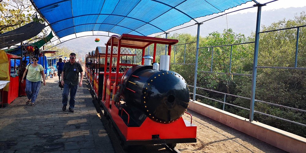 Mini train at the Elephanta Caves in Mumbai, India