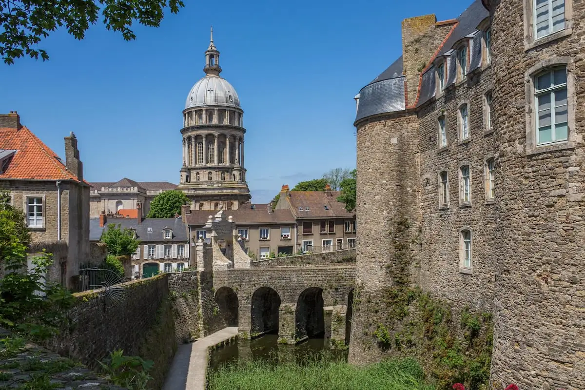 the old town walls and belfry in boulogne-sur-mer in northern france