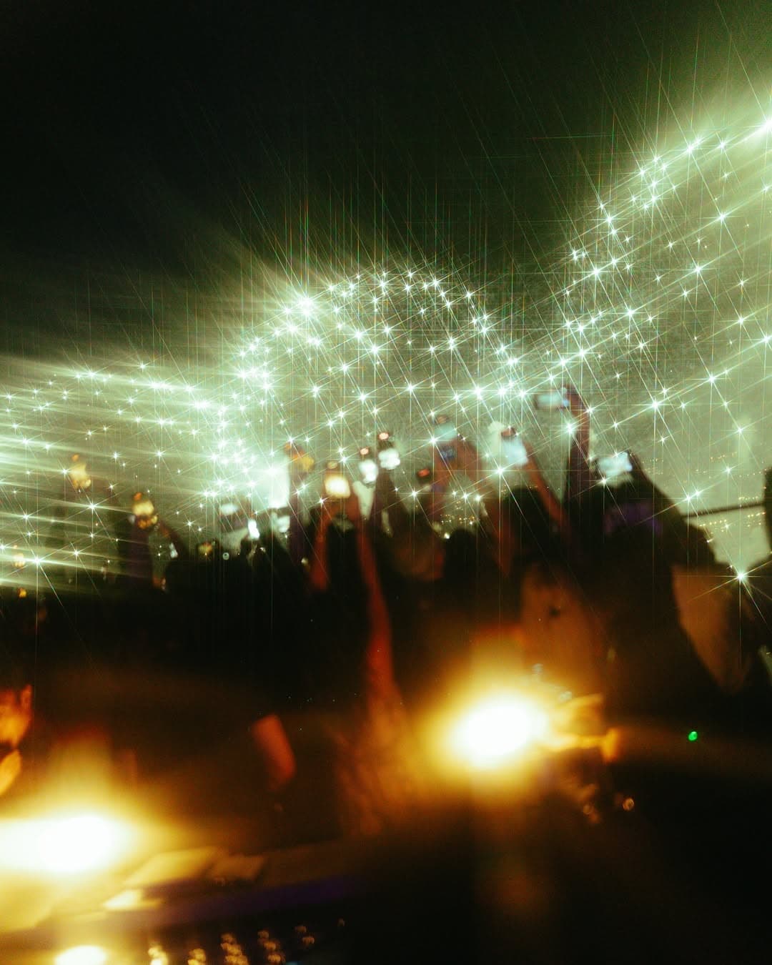 The dance floor lit up by fireworks