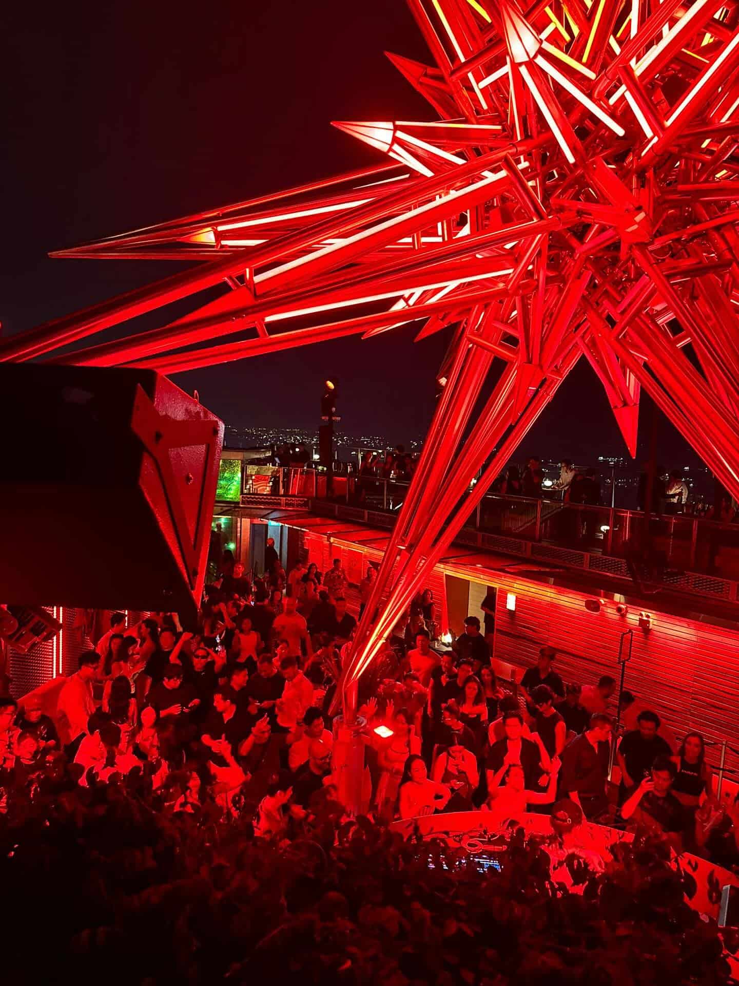 Nova's iconic star decor above the crowds