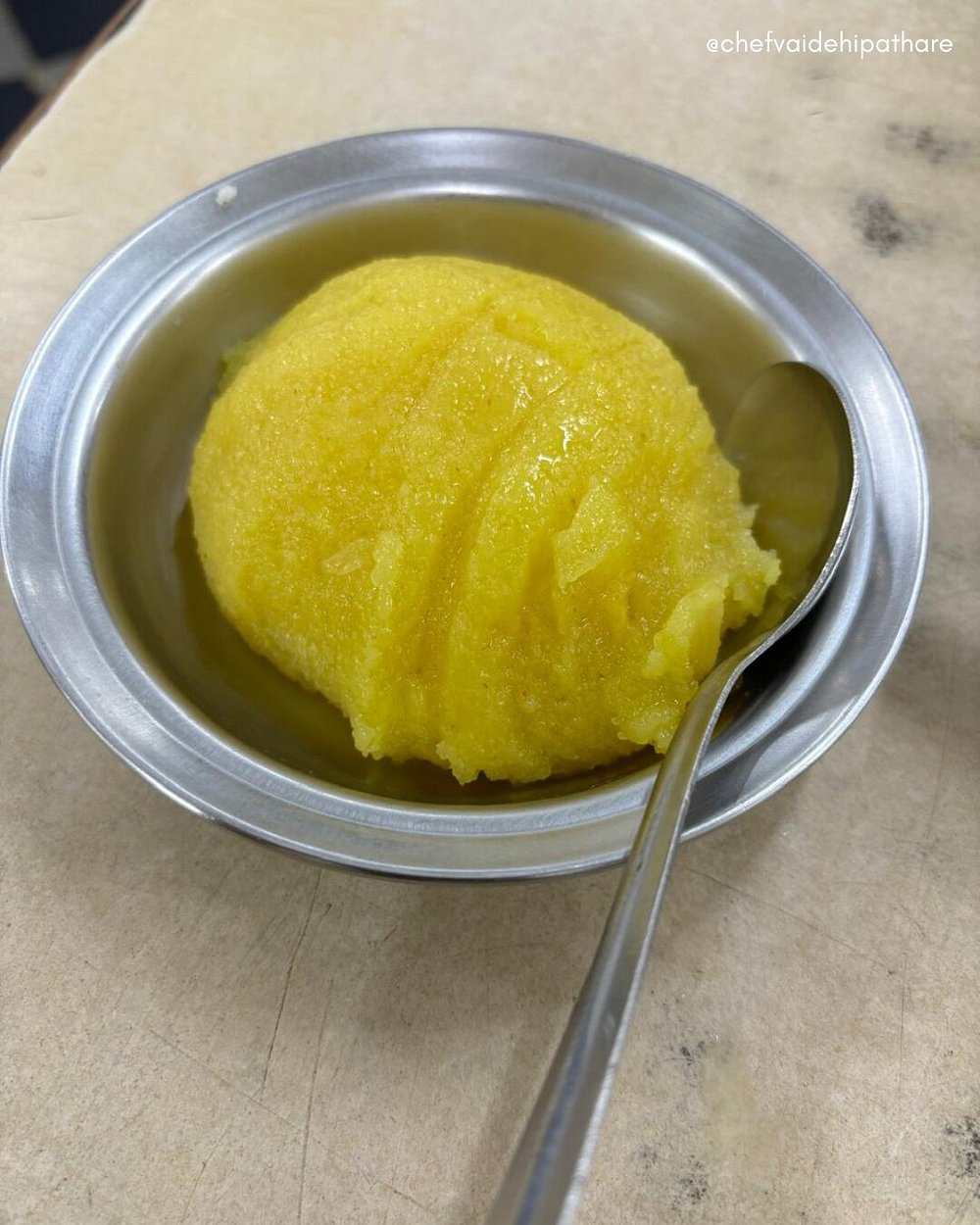 Pineapple sheera, a popular sweet treat in Mumbai, India