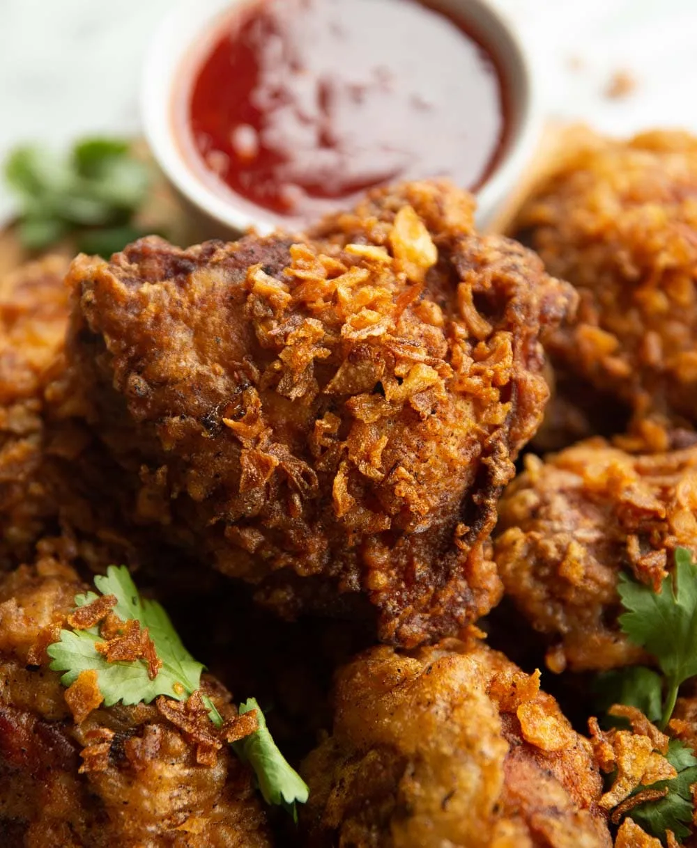 Deliciously orange/golden Thai fried chicken
