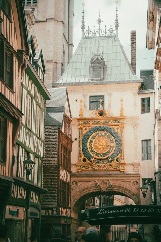 an astronomical clock gros-horloge in rouen normandy france