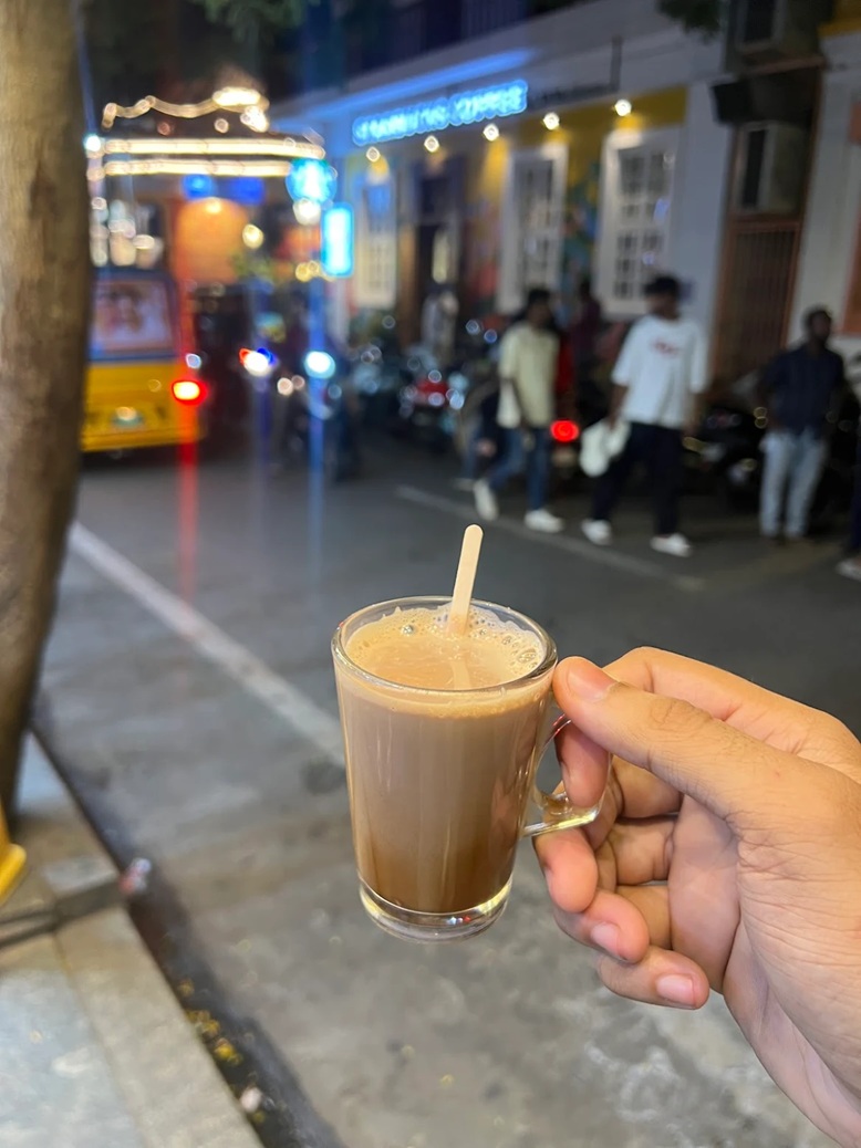 A cup of filter kaapi in Pondicherry India 