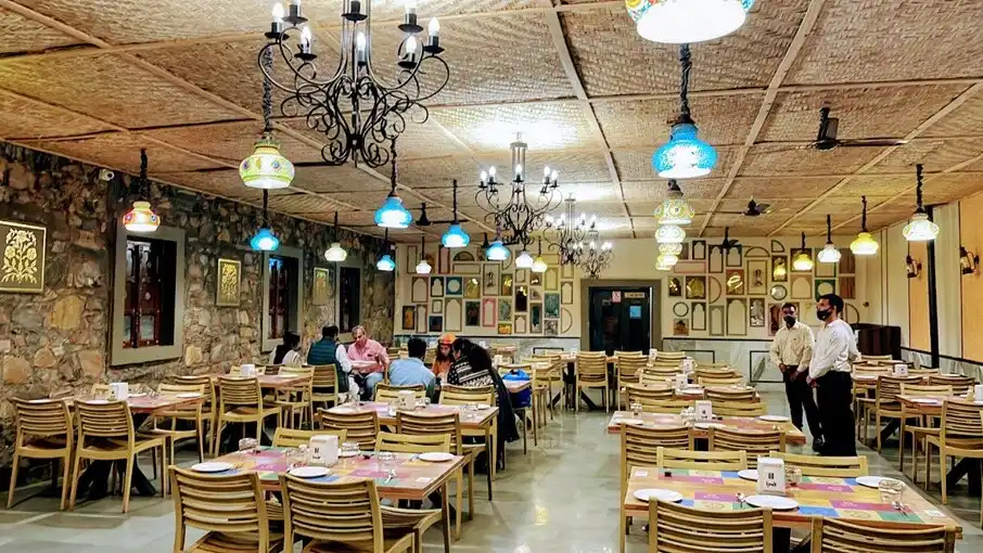 Interior of Handi Restaurant in Jaipur, India 